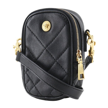 Versace Shoulder Bag Leather Black 2Way Belt Pouch Medusa Women