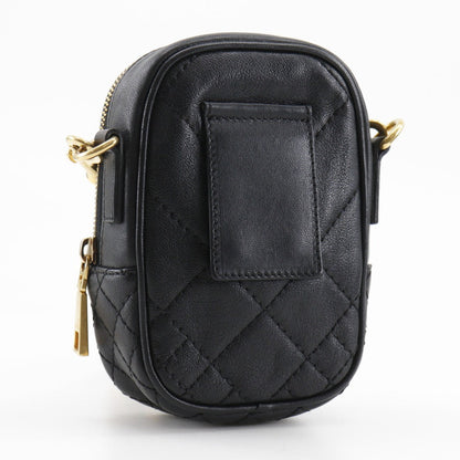 Versace Shoulder Bag Leather Black 2Way Belt Pouch Medusa Women