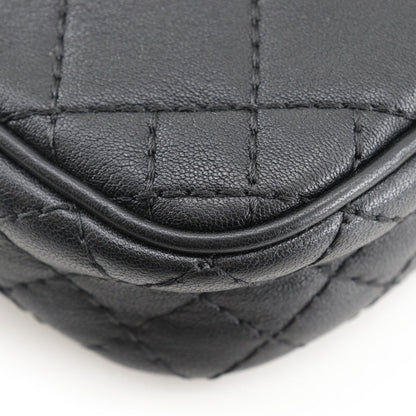 Versace Shoulder Bag Leather Black 2Way Belt Pouch Medusa Women