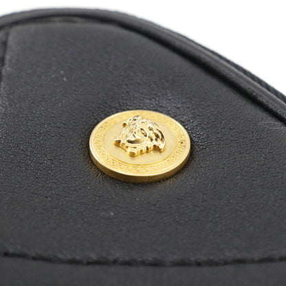 Versace Shoulder Bag Leather Black 2Way Belt Pouch Medusa Women
