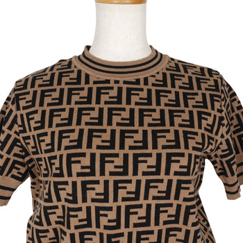 Fendi Setup Rayon, Polyester Brown Short Sleeve Knit And Knit Skirt Zucca Kids 12A