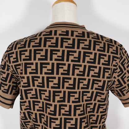 Fendi Setup Rayon, Polyester Brown Short Sleeve Knit And Knit Skirt Zucca Kids 12A