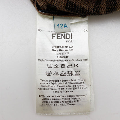 Fendi Setup Rayon, Polyester Brown Short Sleeve Knit And Knit Skirt Zucca Kids 12A