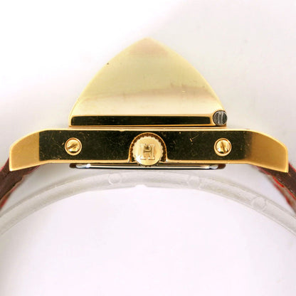 Hermes Watches Quartz Plated Gold , Leather Red/Gold Medor White Dial Women