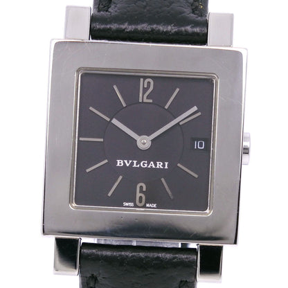 Bvlgari Watches Quartz Sq27Sld Stainless Steel , Leather Black Quadlard Black Dial Mens
