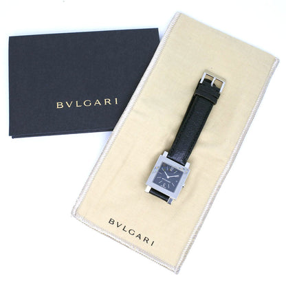 Bvlgari Watches Quartz Sq27Sld Stainless Steel , Leather Black Quadlard Black Dial Mens