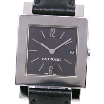 Bvlgari Watches Quartz Sq27Sld Stainless Steel , Leather Black Quadlard Black Dial Mens