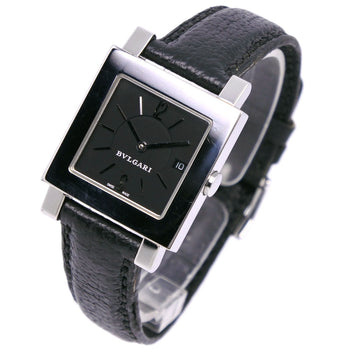 Bvlgari Watches Quartz Sq27Sld Stainless Steel , Leather Black Quadlard Black Dial Mens
