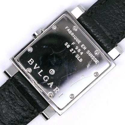 Bvlgari Watches Quartz Sq27Sld Stainless Steel , Leather Black Quadlard Black Dial Mens