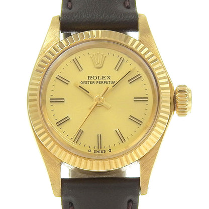 Rolex Watches Mechanical Automatic 6719 K18 Yellow Gold, Embossed Leather Gold Cal.2030 Oyster