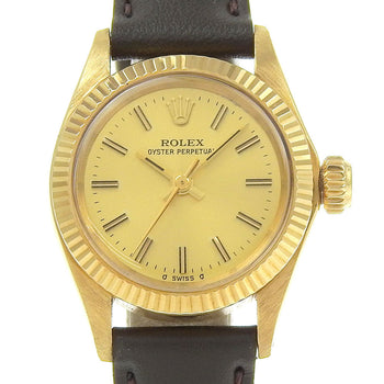 Rolex Watches Mechanical Automatic 6719 K18 Yellow Gold, Embossed Leather Gold Cal.2030 Oyster