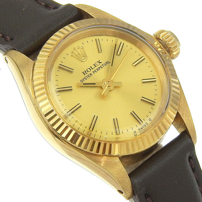 Rolex Watches Mechanical Automatic 6719 K18 Yellow Gold, Embossed Leather Gold Cal.2030 Oyster