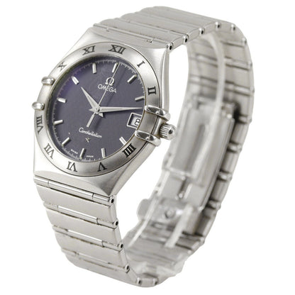 Omega Watches Quartz 1512.40 Stainless Steel Silver Constellation Navy Dial Mens