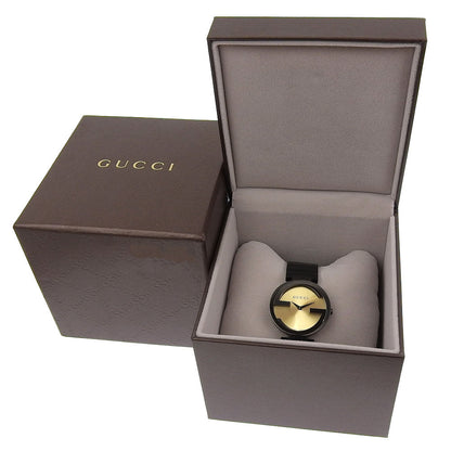 Gucci Watches Quartz 133.3 Stainless Steel Black Interlocking Gold Dial Boys