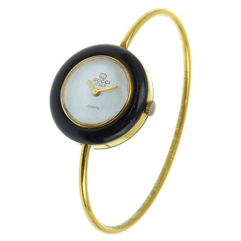 Gucci Watches Quartz Plated Gold Gold Change Bezel White Dial Women