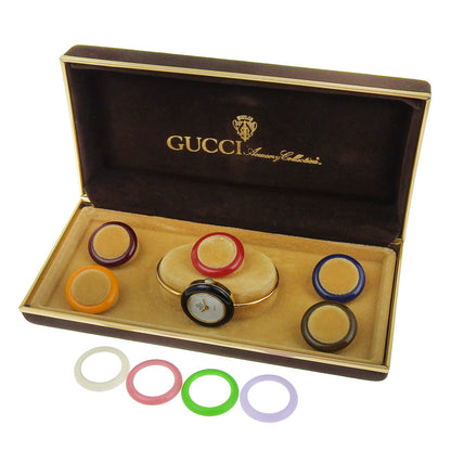 Gucci Watches Quartz Plated Gold Gold Change Bezel White Dial Women