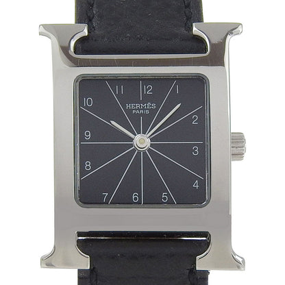 Hermes Watches Quartz Hh1.210 Stainless Steel , Embossed Leather Silver Black Dial Women