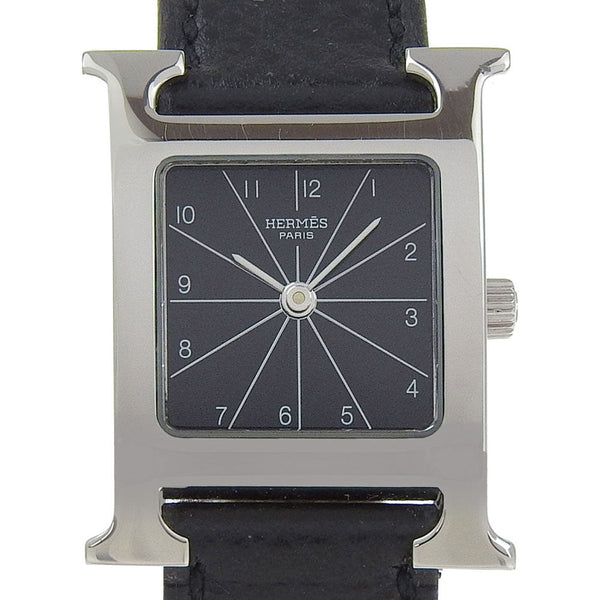 Hermes Watches Quartz Hh1.210 Stainless Steel , Embossed Leather Silver Black Dial Women