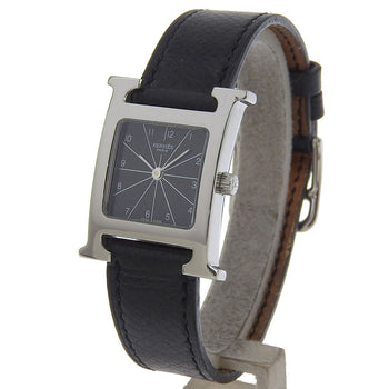 Hermes Watches Quartz Hh1.210 Stainless Steel , Embossed Leather Silver Black Dial Women