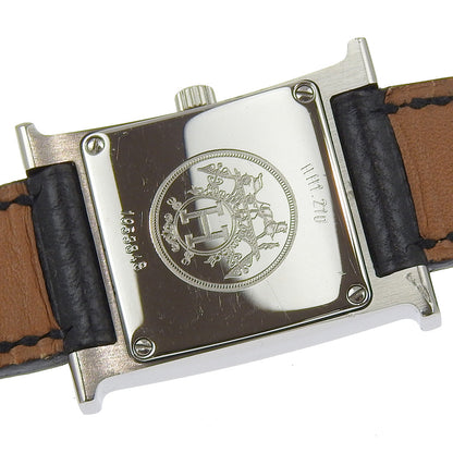 Hermes Watches Quartz Hh1.210 Stainless Steel , Embossed Leather Silver Black Dial Women