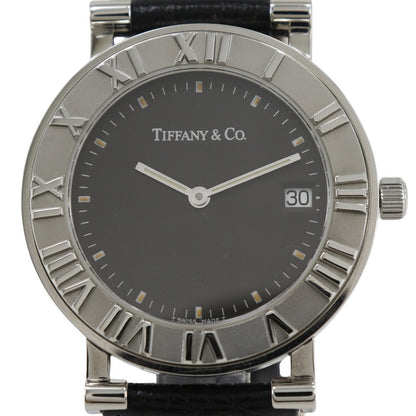 Tiffany&Co. Watches Quartz Stainless Steel , Leather Silver Atlas Black Dial Mens