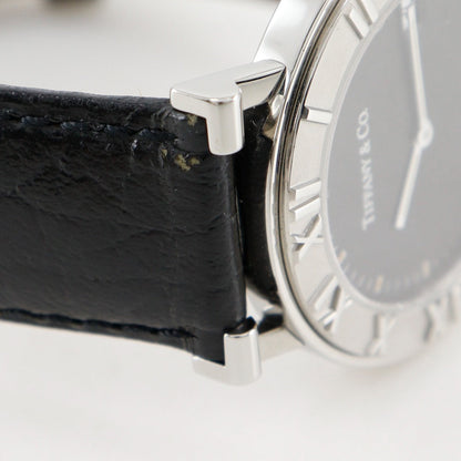 Tiffany&Co. Watches Quartz Stainless Steel , Leather Silver Atlas Black Dial Mens