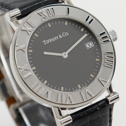 Tiffany&Co. Watches Quartz Stainless Steel , Leather Silver Atlas Black Dial Mens