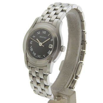 Gucci Watches Quartz 5500L Stainless Steel Silver G Class Black Dial Women