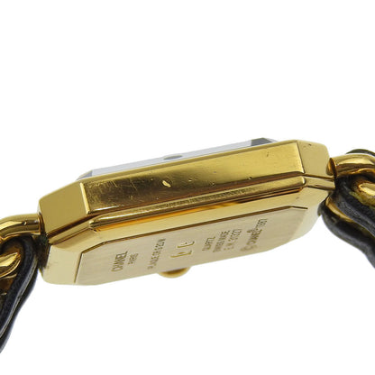 Chanel Watches Quartz H0001 Plated Gold, Embossed Leather Silver Premiere M Black Dial Women
