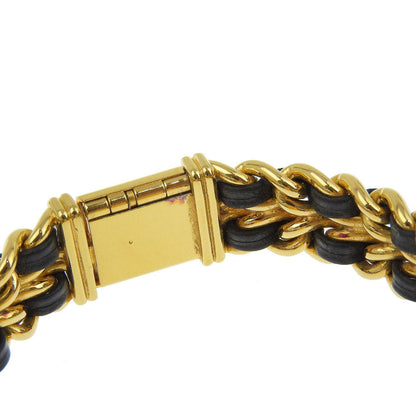 Chanel Watches Quartz H0001 Plated Gold, Embossed Leather Silver Premiere M Black Dial Women