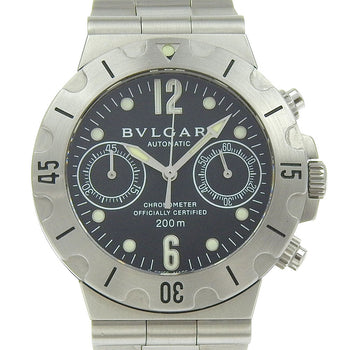 Bvlgari Watches Mechanical Automatic Scb38S Stainless Steel Silver Diagonoscouba Black Dial Mens
