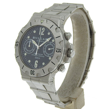 Bvlgari Watches Mechanical Automatic Scb38S Stainless Steel Silver Diagonoscouba Black Dial Mens