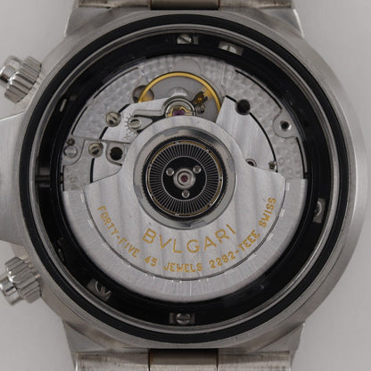 Bvlgari Watches Mechanical Automatic Scb38S Stainless Steel Silver Diagonoscouba Black Dial Mens