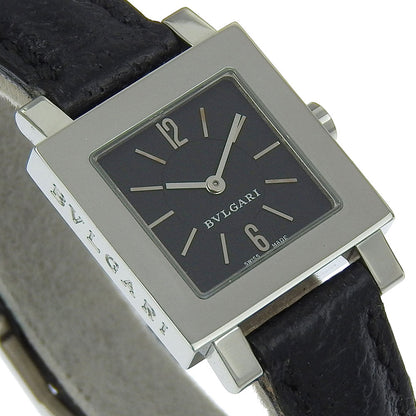 Bvlgari Watches Quartz Sq22Sl Stainless Steel , Leather Silver Quadlard Black Dial Women
