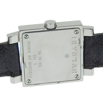 Bvlgari Watches Quartz Sq22Sl Stainless Steel , Leather Silver Quadlard Black Dial Women