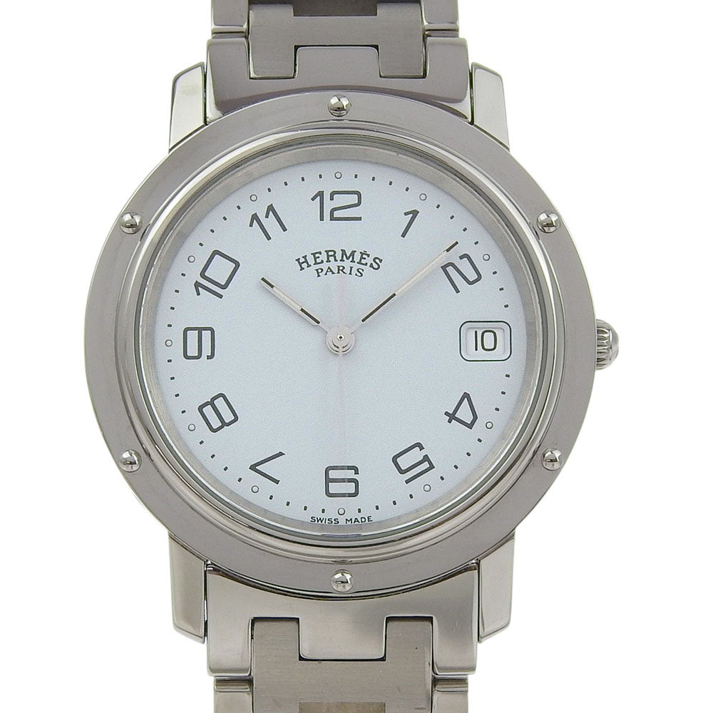 Hermes Watches Quartz Cl6.710 Stainless Steel Silver Clipper White Dial Mens