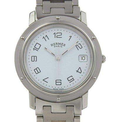 Hermes Watches Quartz Cl6.710 Stainless Steel Silver Clipper White Dial Mens