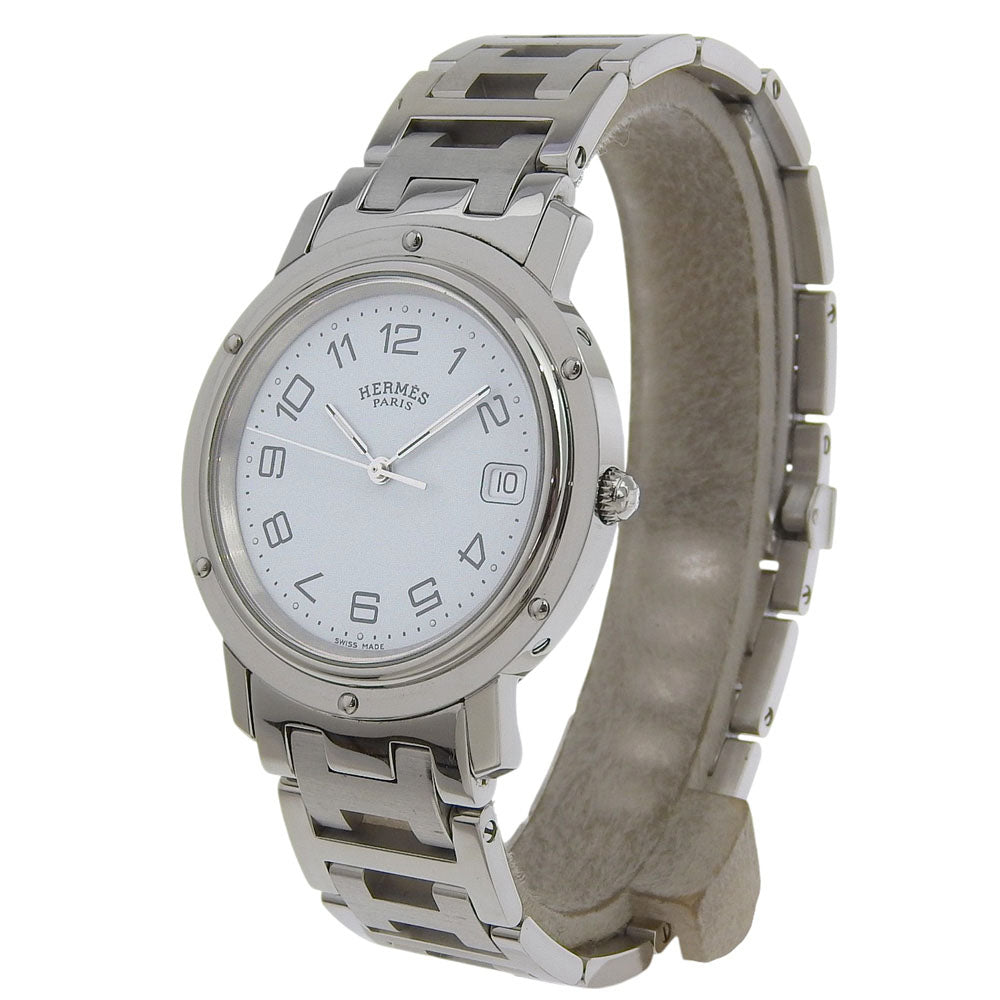 Hermes Watches Quartz Cl6.710 Stainless Steel Silver Clipper White Dial Mens