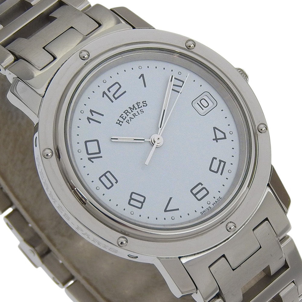 Hermes Watches Quartz Cl6.710 Stainless Steel Silver Clipper White Dial Mens