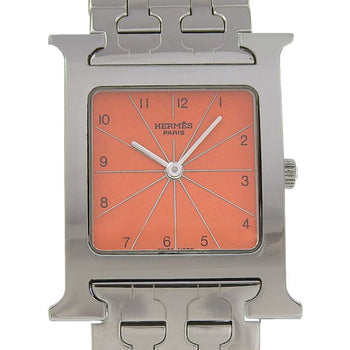 Hermes Watches Quartz Hh1.510 Stainless Steel Silver H Watch Orange Dial Boys