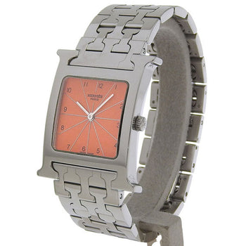 Hermes Watches Quartz Hh1.510 Stainless Steel Silver H Watch Orange Dial Boys
