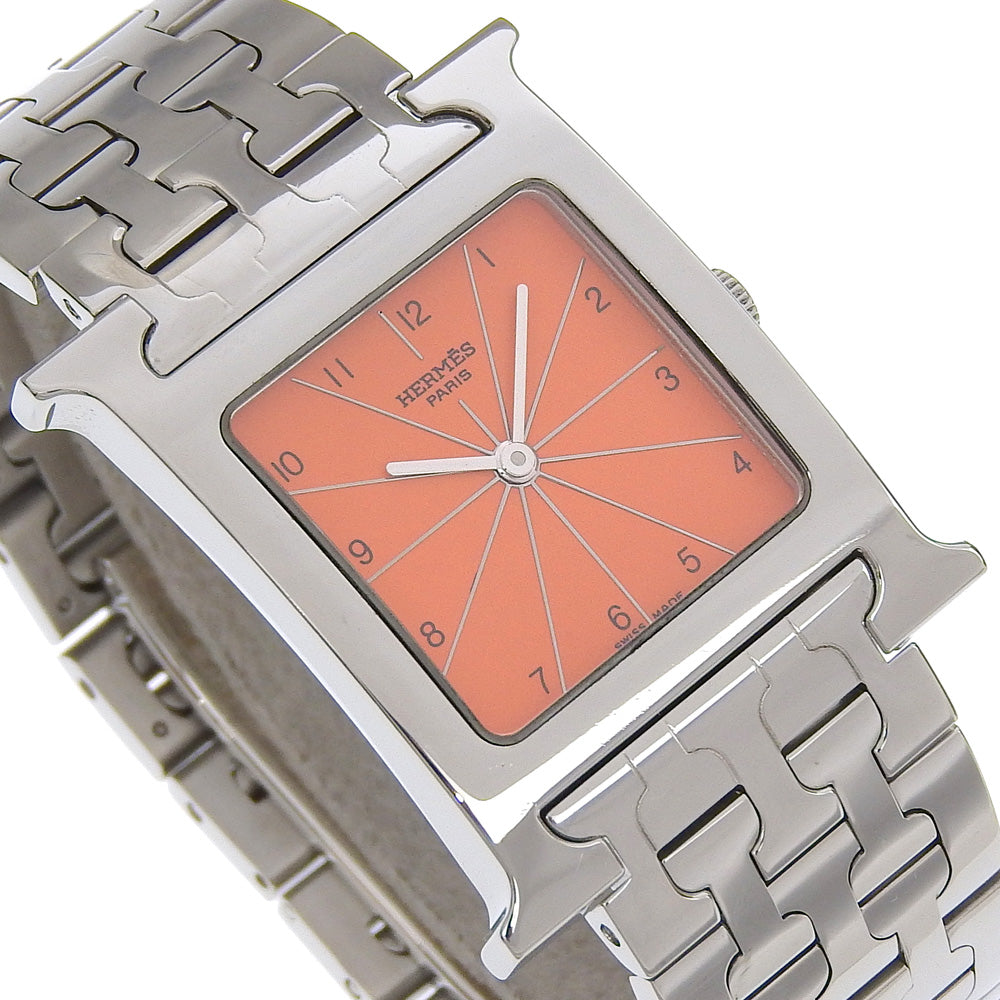 Hermes Watches Quartz Hh1.510 Stainless Steel Silver H Watch Orange Dial Boys
