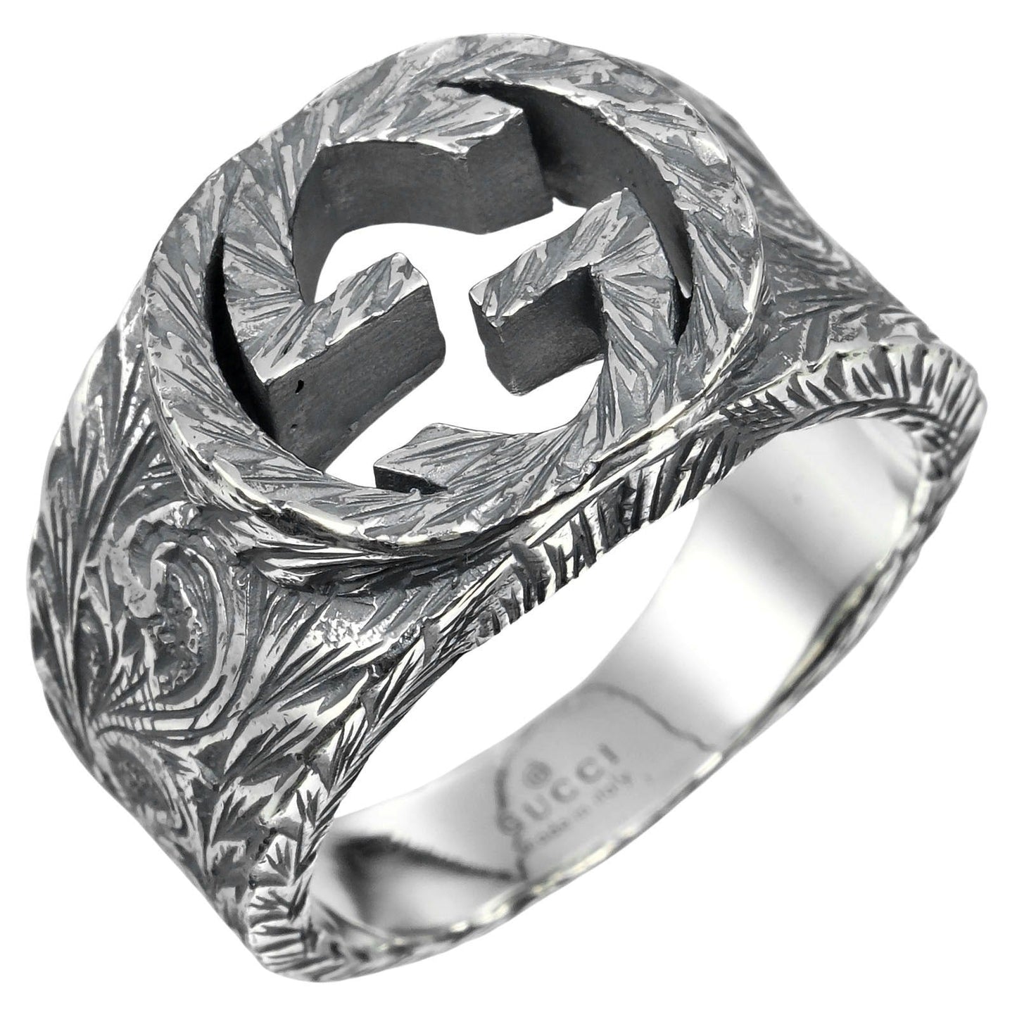 Gucci Ring Silver925 Silver Interlocking G Arabesque Mens 19