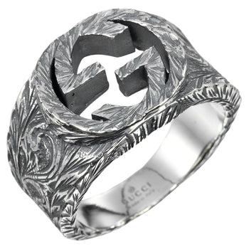 Gucci Ring Silver925 Silver Interlocking G Arabesque Mens 19