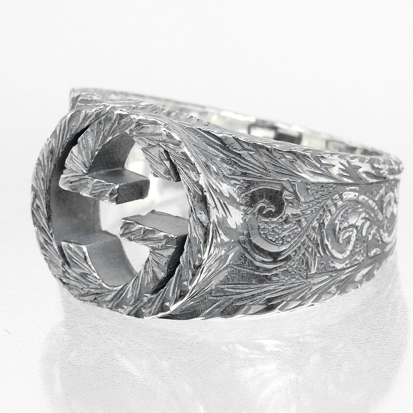 Gucci Ring Silver925 Silver Interlocking G Arabesque Mens 19