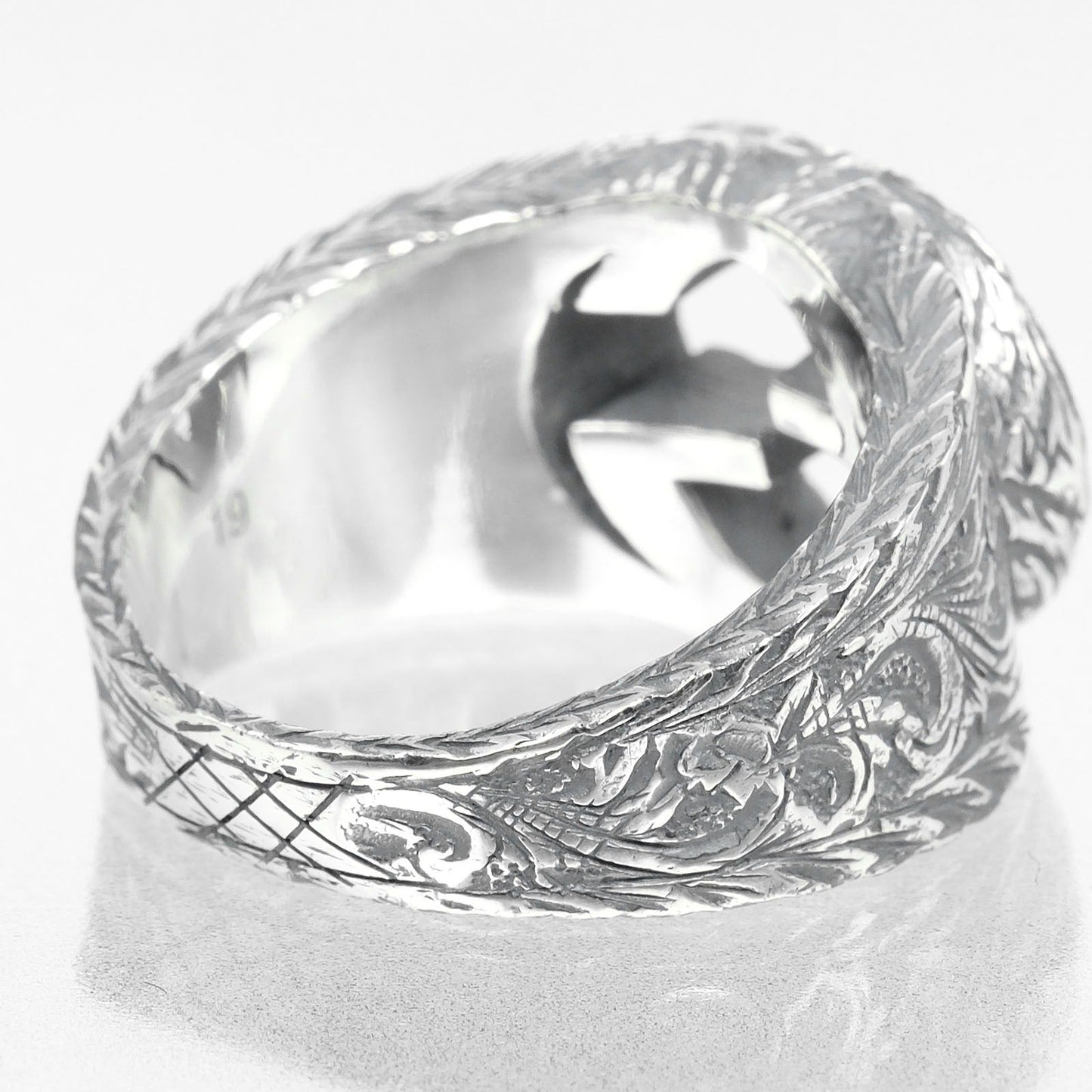 Gucci Ring Silver925 Silver Interlocking G Arabesque Mens 19