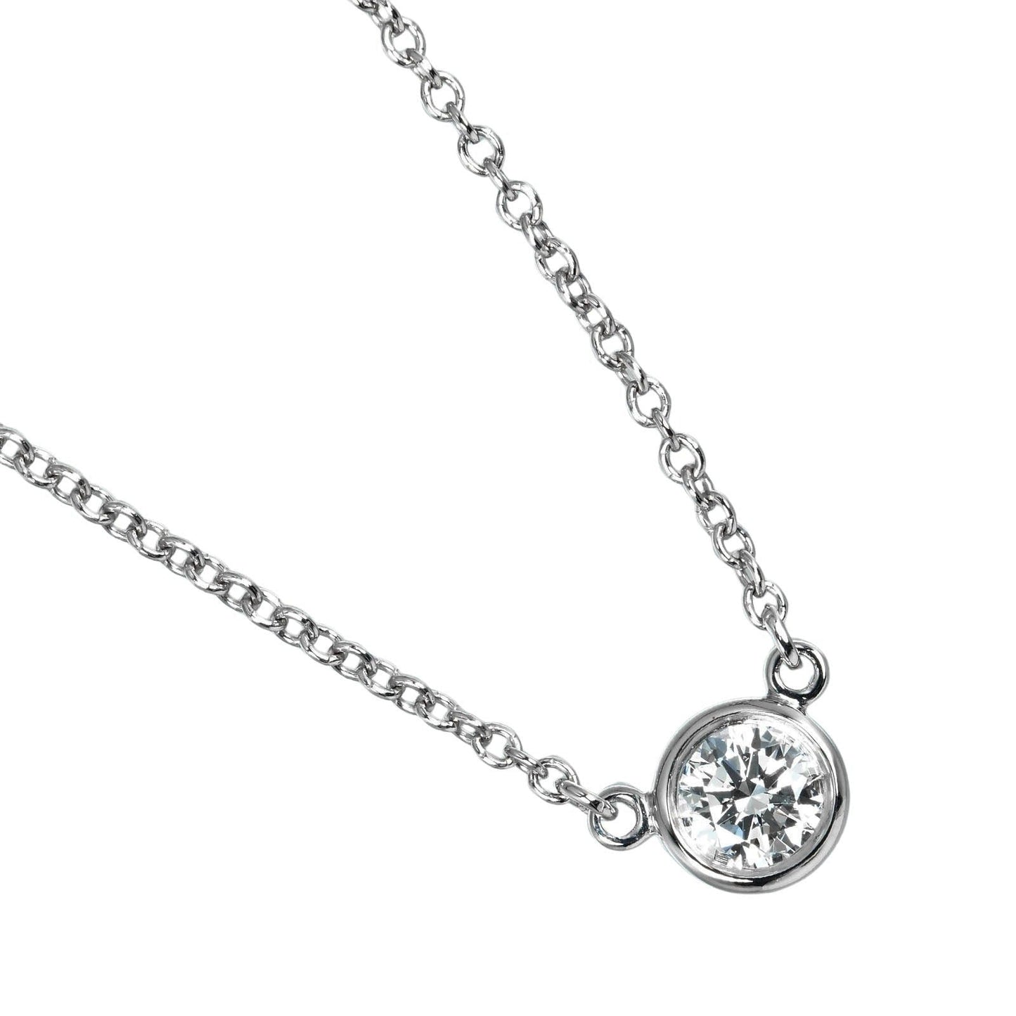Tiffany&Co. Necklace 0.19Ct Vs1/G/3Ex Pt950Platinum, Diamond Silver By The Yard Women