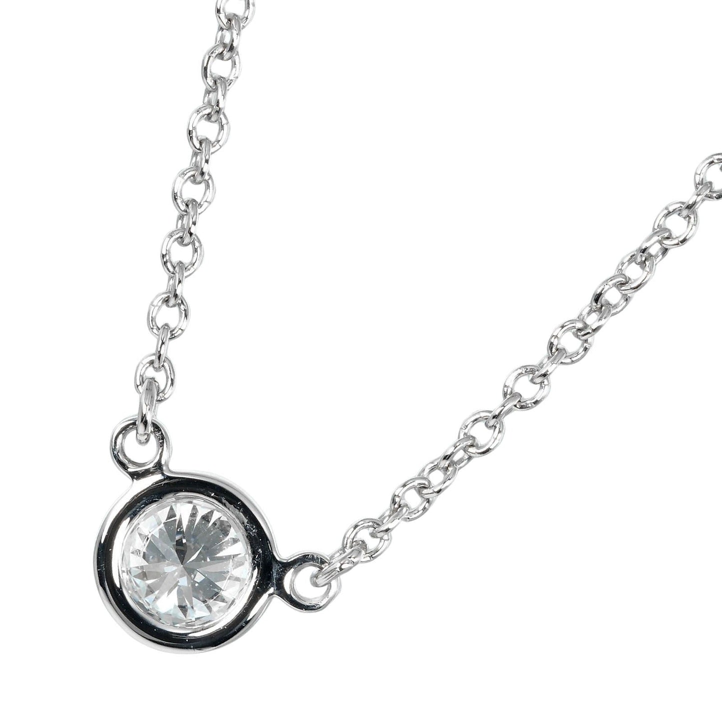 Tiffany&Co. Necklace 0.19Ct Vs1/G/3Ex Pt950Platinum, Diamond Silver By The Yard Women