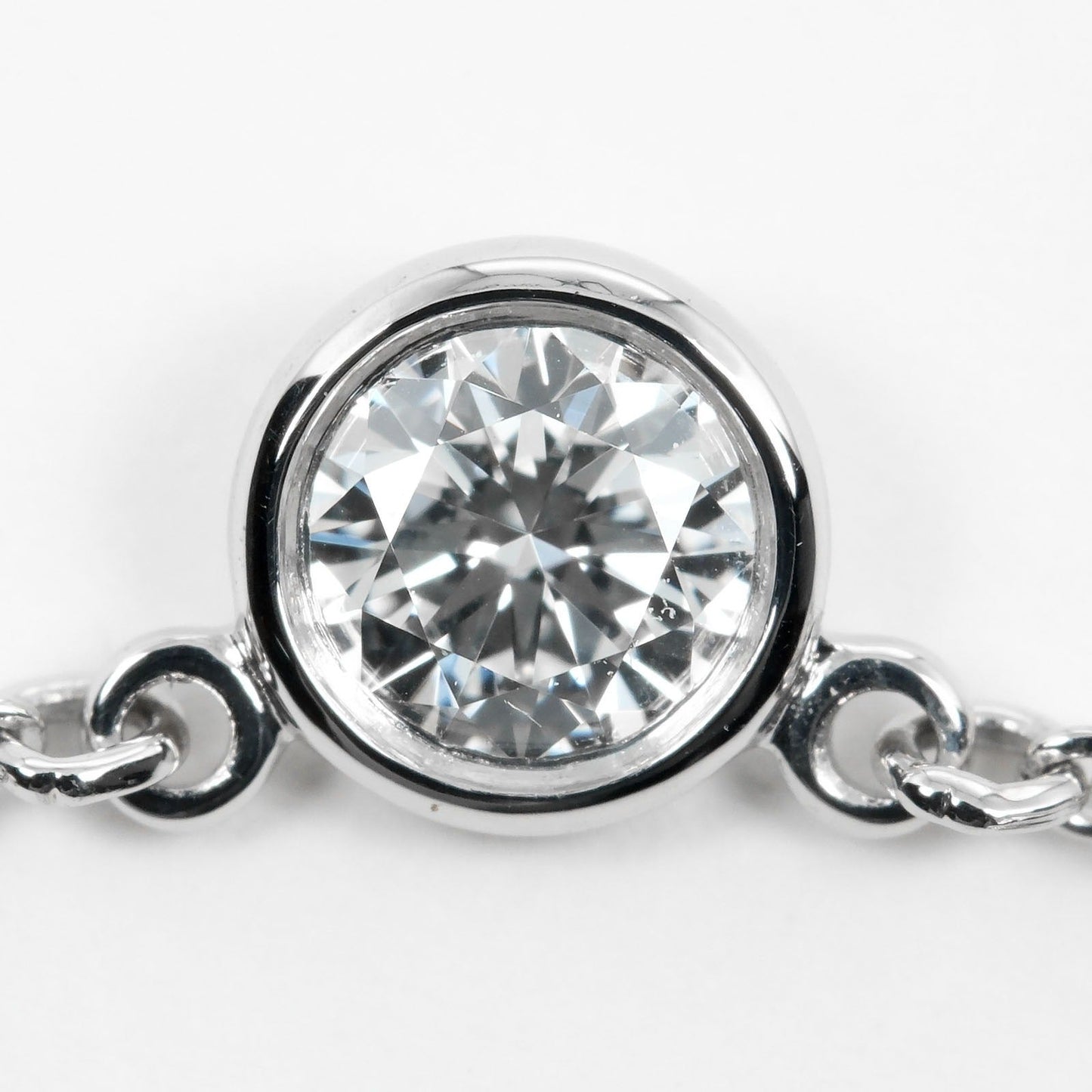 Tiffany&Co. Necklace 0.19Ct Vs1/G/3Ex Pt950Platinum, Diamond Silver By The Yard Women