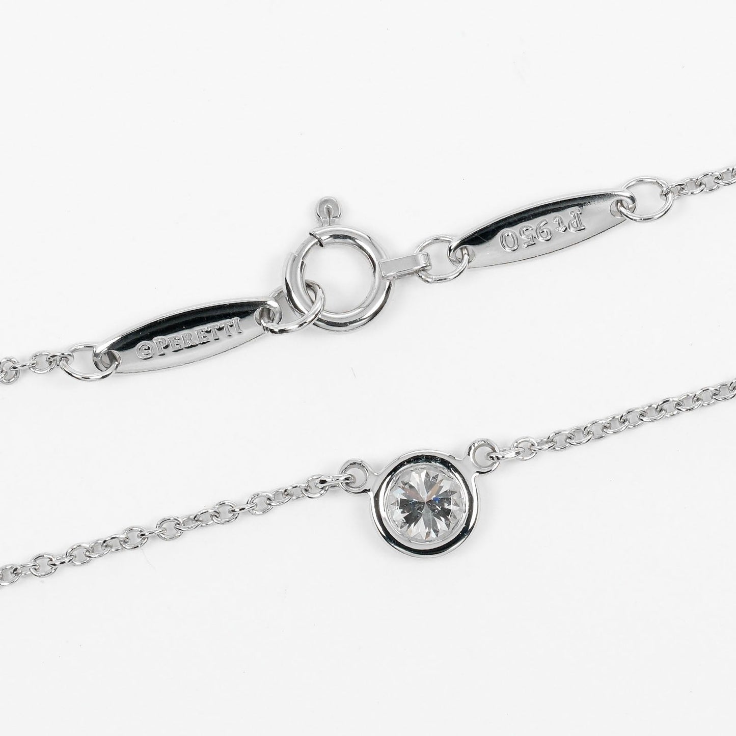 Tiffany&Co. Necklace 0.19Ct Vs1/G/3Ex Pt950Platinum, Diamond Silver By The Yard Women